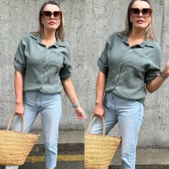 Khaki mušelínová košile ELISHABET