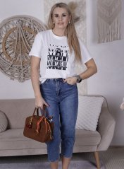 Bílé bavlněné tričko s potiskem VOGUE