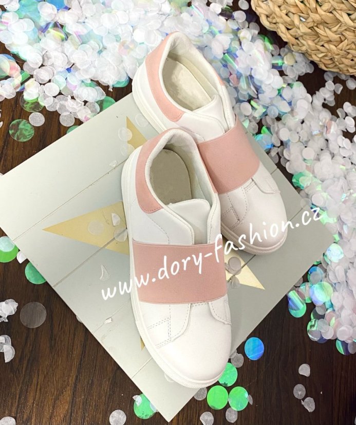 Bílo-růžové slip-on tenisky DANNO