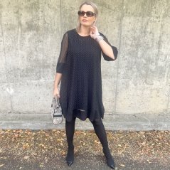 Černé šaty s kamínky DOTTY ELEGANCE