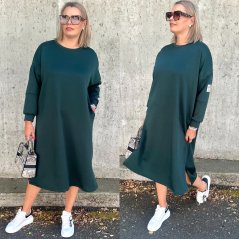 Smaragdově zelené dlouhé máslové šaty volného střihu LIFE