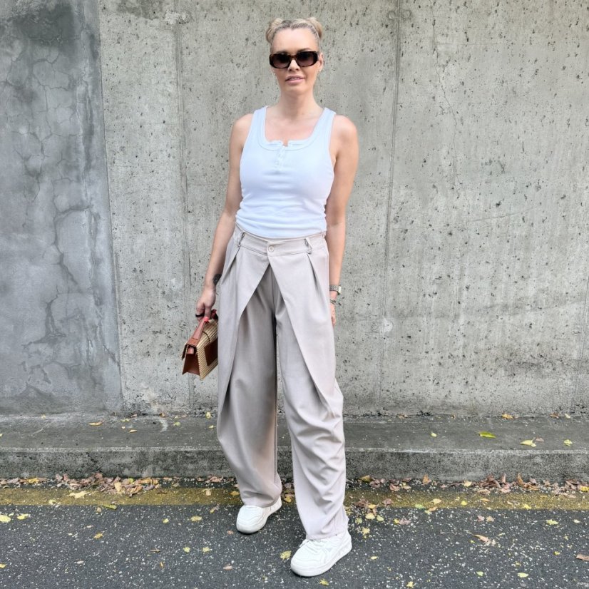 Mokka hnědé trendy kalhoty s překladem ELYSIA