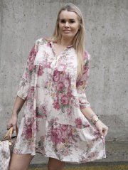 Krémové boho šaty s bordó květy BOHO BLOOM