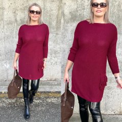 Burgundy červený dlouhý svetr / šaty TASSY