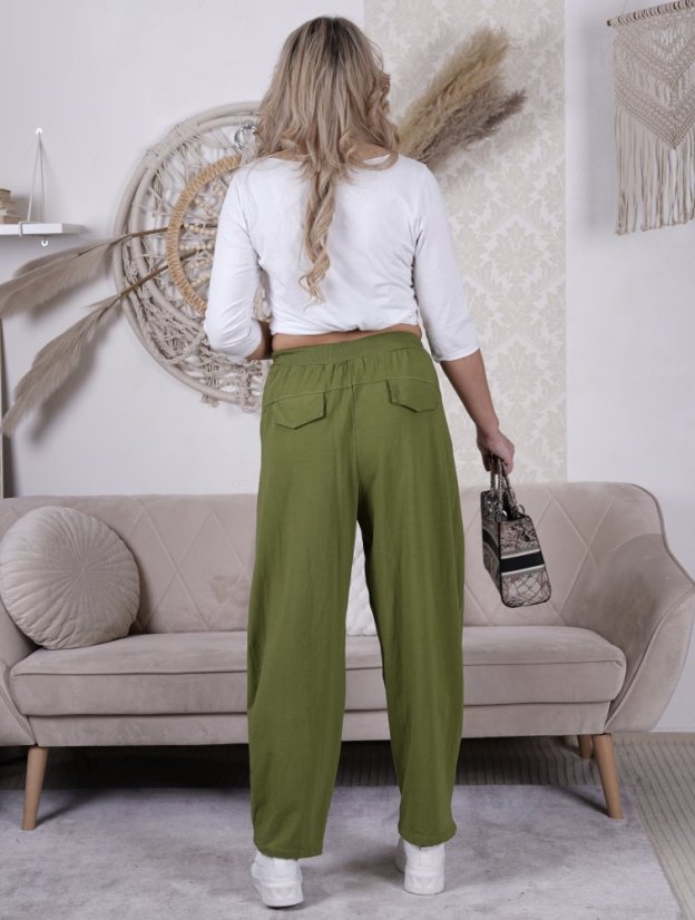 Limetkové zelené trendy balónové kalhoty ELARA LUX