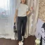 Černé elastické kalhoty koženého vzhledu PENELOP