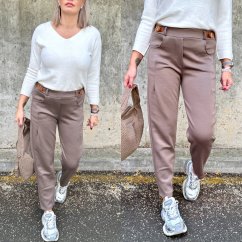 Mokka hnědé stylové kalhoty z máslového materiálu MINIMUM