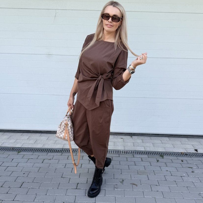 Čokoládově hnědá trendy souprava ELEGANT CHIC LONG