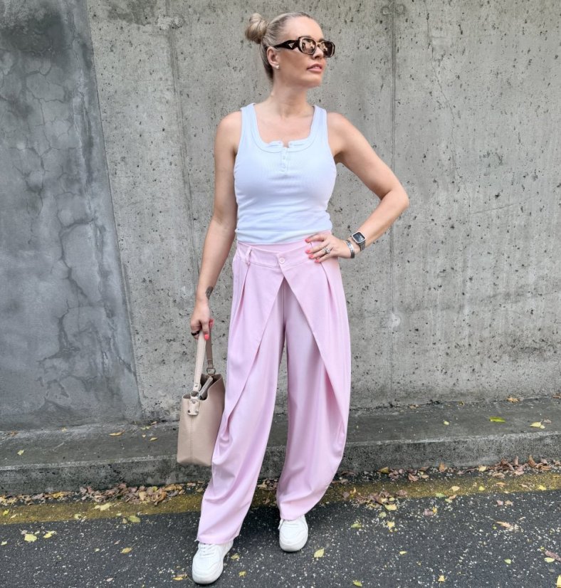 Světle růžové trendy kalhoty s překladem ELYSIA
