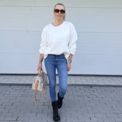 Bílá prémiová mikina s růžovým nápisem DOG MOM