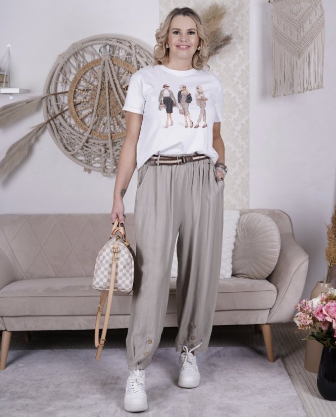 Mokka hnědé balónové kalhoty s páskem BOHEME