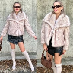 Béžový krátký kožich GLAM FUR
