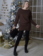 Čokoládově hnědé plyšové šaty s třpytem WINTER SHINE