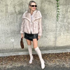 Béžový krátký kožich GLAM FUR