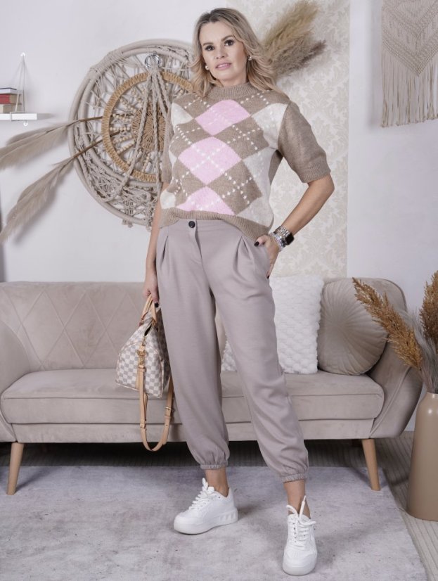 Mokka hnědé kalhoty z máslového materiálu MISSA