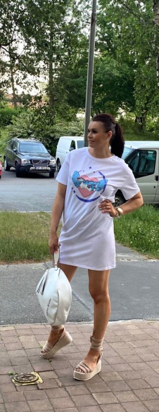 Bílé šaty ANGEL BLUE&PINK