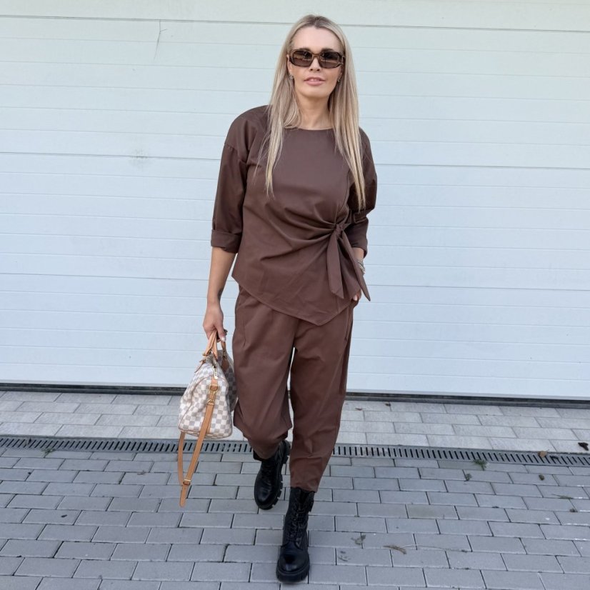 Čokoládově hnědá trendy souprava ELEGANT CHIC LONG