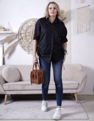 Černá oversize košile se stažením VARIA
