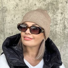 Béžová stylová pletená čepice COZY KNIT