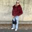 Burgundy červený krátký kožich GLAM FUR