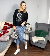 Černá delší mikina CHAMPS
