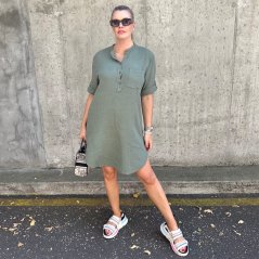 Khaki mušelínové tunikové šaty LAGUN