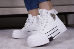 Bílé kotníkové tenisky na vysoké podrážce AMOUR