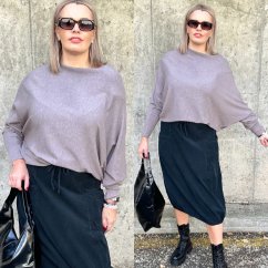 Mokka hnědý svetr netopýřího střihu KINGSTAR