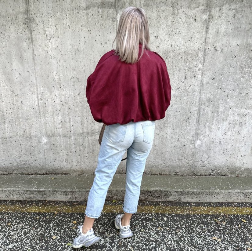 Burgundy červená stylová semišová bunda MILANO