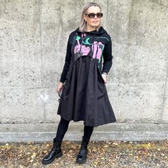 Černé dlouhé kombinované mikinové šaty FLY DOLLY