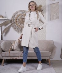 Světle béžový kabát s páskem CHANGING