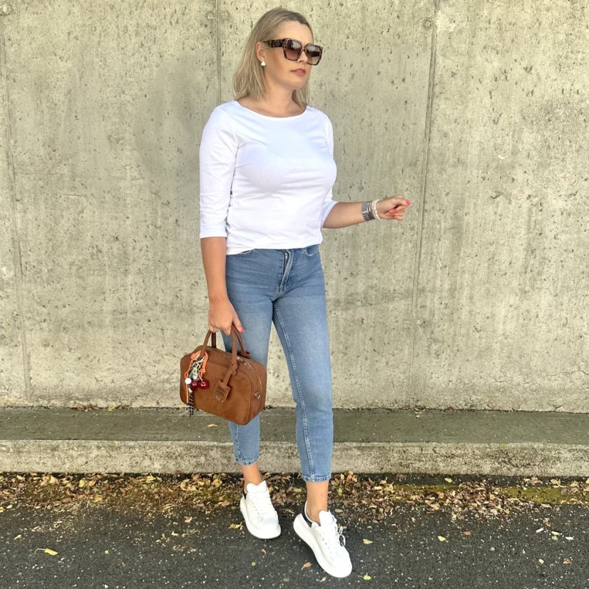 Bílé basic tričko s 3/4 rukávem EDENA