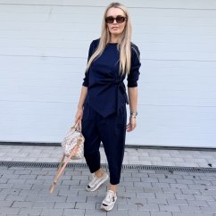 Tmavě modrá trendy souprava ELEGANT CHIC LONG