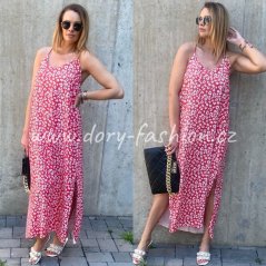 Dlouhé červené šaty s kytičkami DAISY