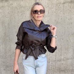 Čokoládově hnědý koženkový trendy kabátek LUX CELINA