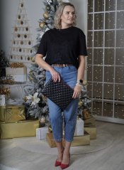 Černé tričko s krajkovou aplikací ELEGANCE LACE