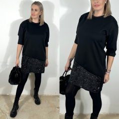 Černé šaty z máslového materiálu zdobené flitry GLITZ
