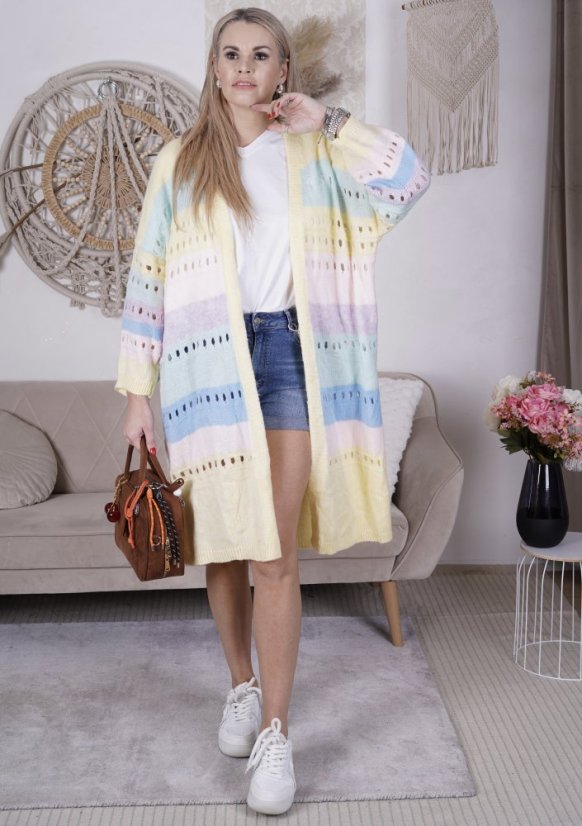 Světle žlutý maxi kardigan VIBES PASTEL