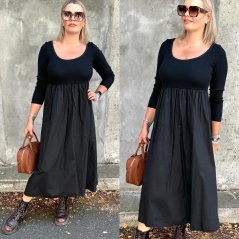 Černé dlouhé kombinované šaty GETTING