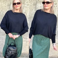 Černý svetr netopýřího střihu KINGSTAR