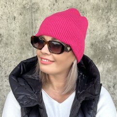 Růžová stylová pletená čepice COZY KNIT