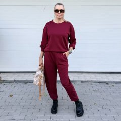 Burgundy červená stylová souprava z máslového materiálu LOUNGE