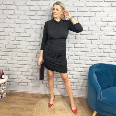 Černé elastické šaty s řasením ADELE