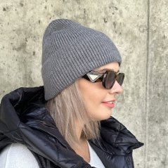 Šedá stylová pletená čepice COZY KNIT