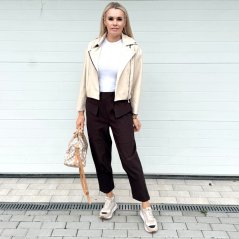 Čokoládově hnědé elastické trendy kalhoty LUX ALORA
