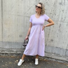 Lila fialové dlouhé kombinované šaty STELLA
