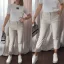 Béžové elastické trendy kalhoty CHIC