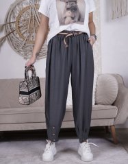 Tmavě šedé balónové kalhoty s páskem BOHEME