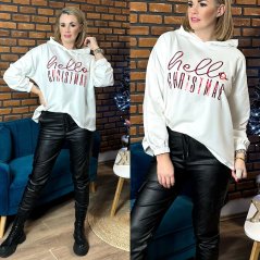 Krémová Vánoční oversize mikina HELLO CHRISTMAS