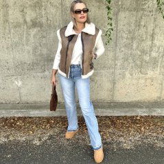 Světle hnědá beránková vesta AVIATOR